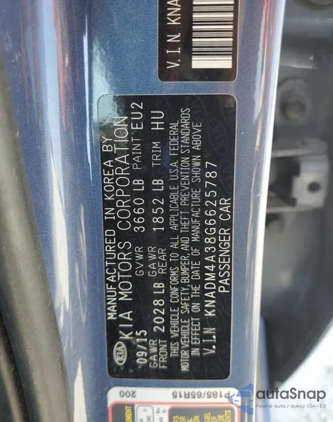 2016 Kia Rio Lx z USA, uszkodzony, nr VIN KNADM4A38G6625787